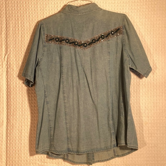 Womans Denim and Sequin SNAP Shirt by Club Z Denim Size 0X - Picture 11 of 12